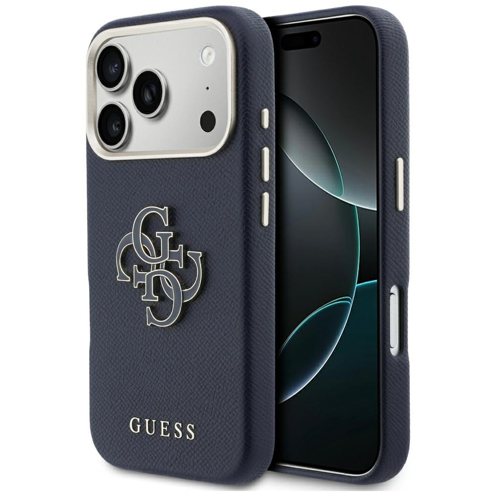 Etui na Apple iPhone 17 Pro, Guess, Resin Logo, Niebieskie