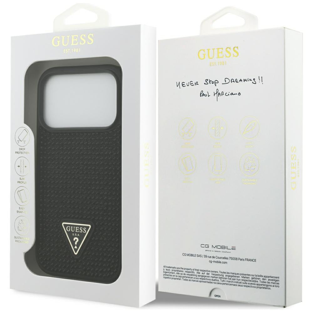 Etui na Apple iPhone 17 Pro, Guess, Rhinestone Triangle Logo, Czarne
