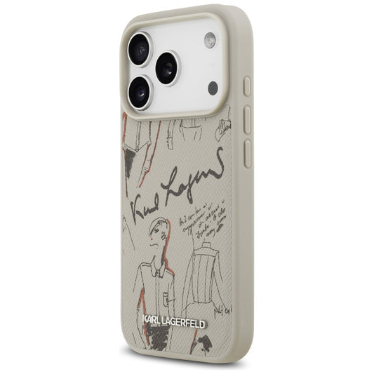 Etui na Apple iPhone 17 Pro, Karl Lagerfeld, Grained Pattern Logo, Szary