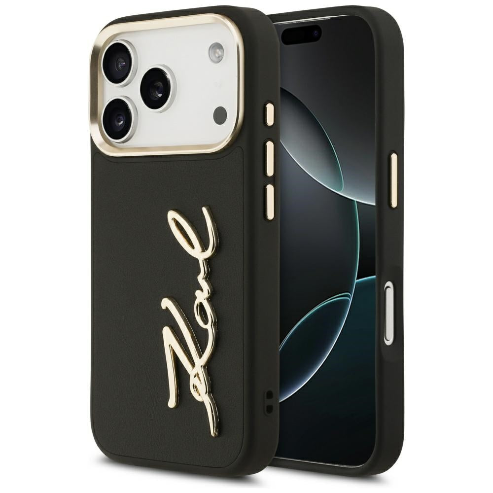 Etui na Apple iPhone 17 Pro, Karl Lagerfeld, Script Logo, Czarne