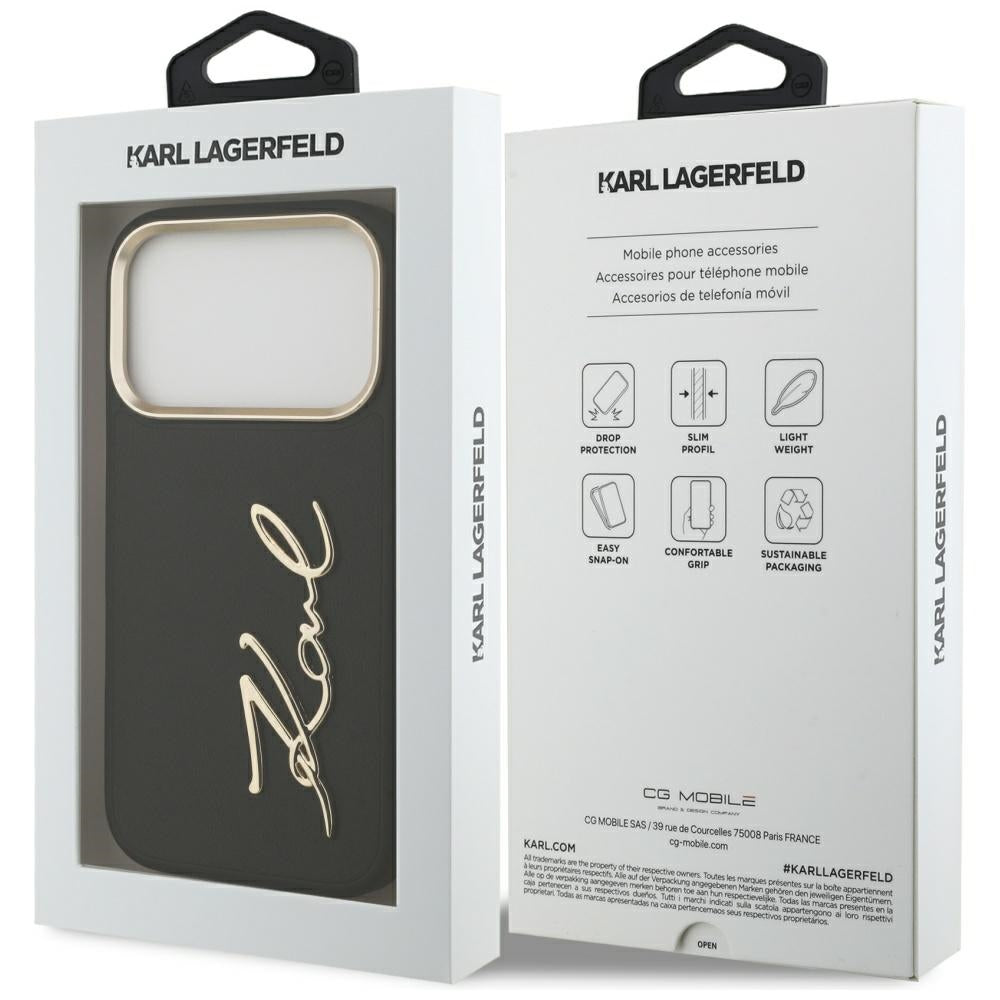 Etui na Apple iPhone 17 Pro, Karl Lagerfeld, Script Logo, Czarne