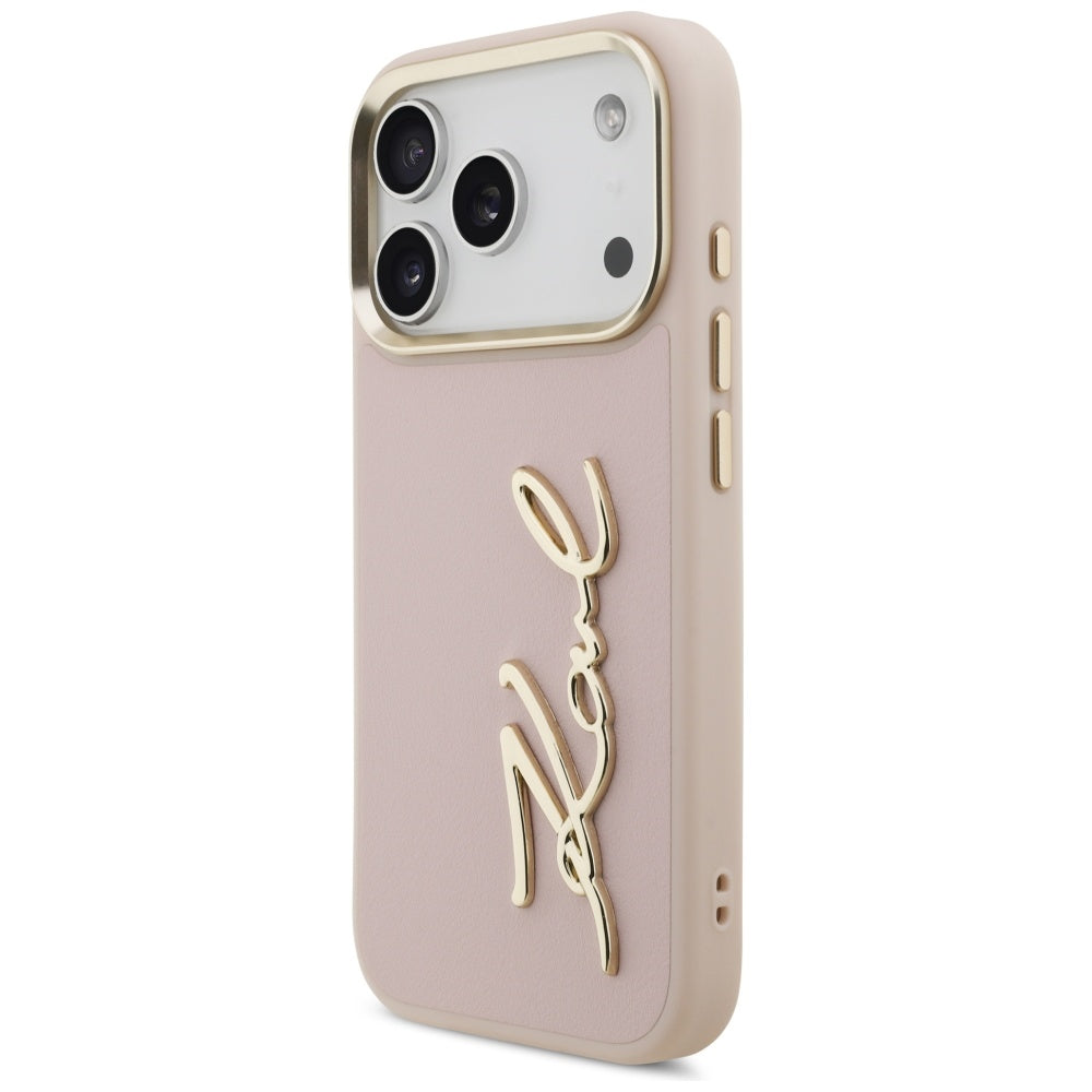 Etui na Apple iPhone 17 Pro, Karl Lagerfeld, Script Logo, Różowy