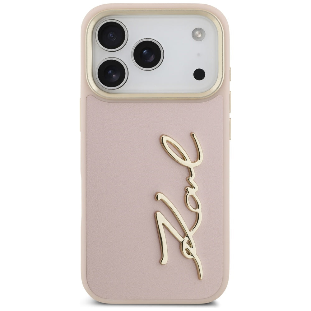 Etui na Apple iPhone 17 Pro, Karl Lagerfeld, Script Logo, Różowy