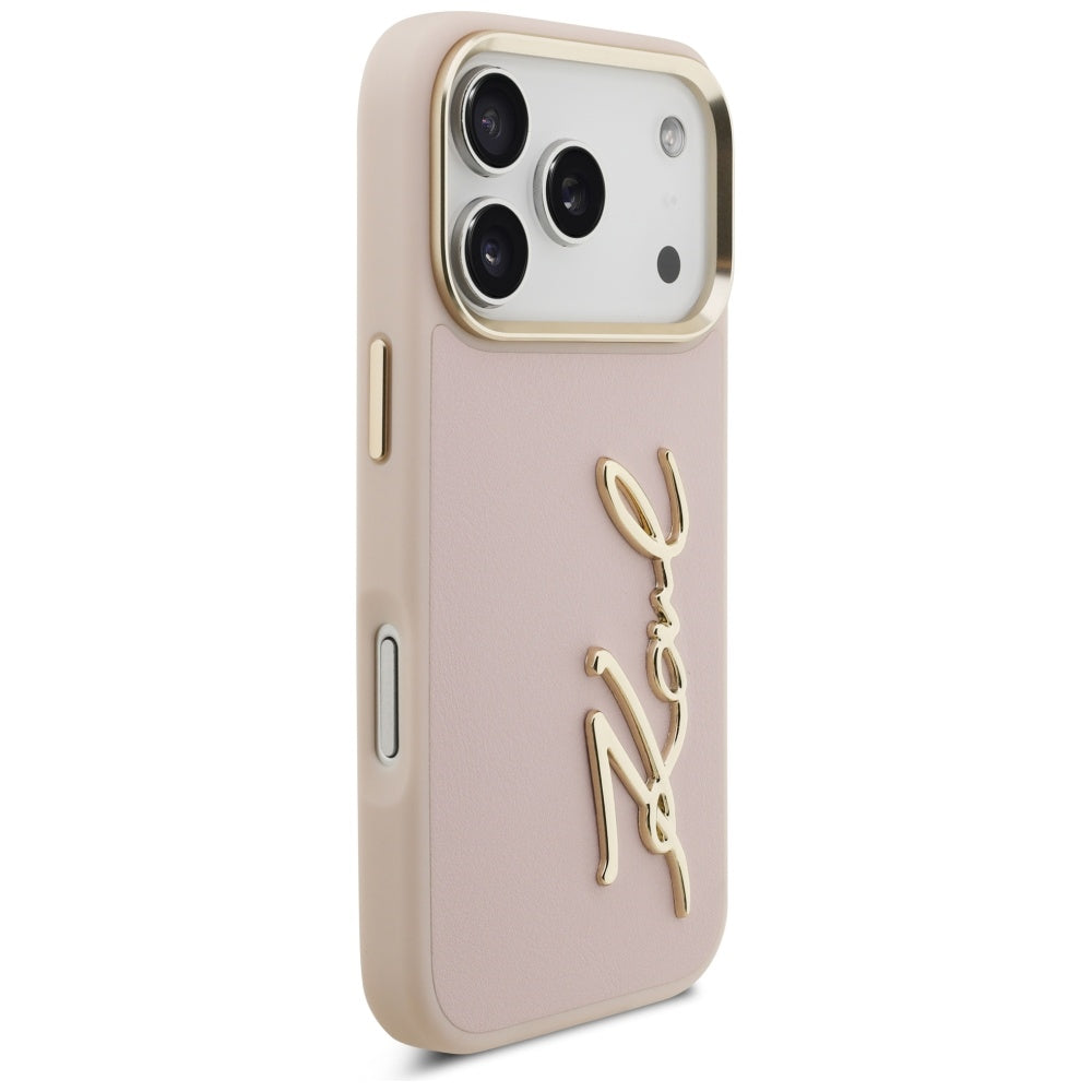 Etui na Apple iPhone 17 Pro, Karl Lagerfeld, Script Logo, Różowy