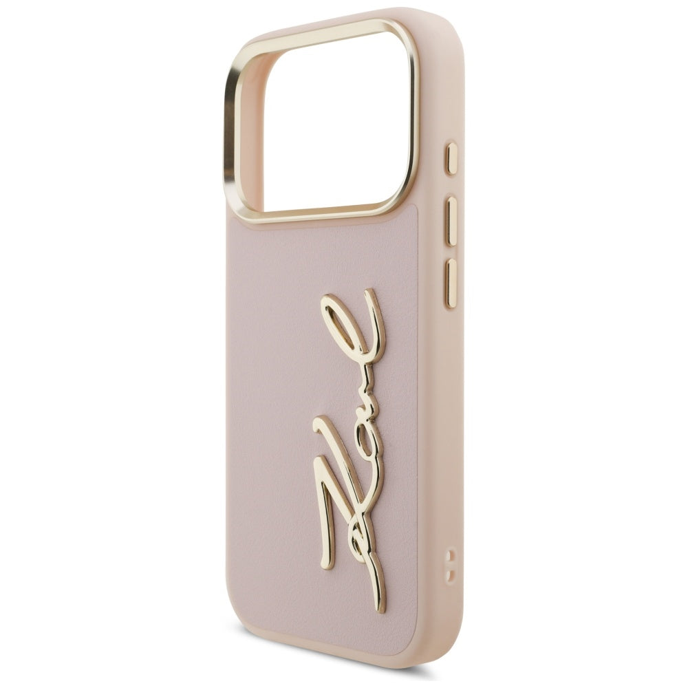 Etui na Apple iPhone 17 Pro, Karl Lagerfeld, Script Logo, Różowy