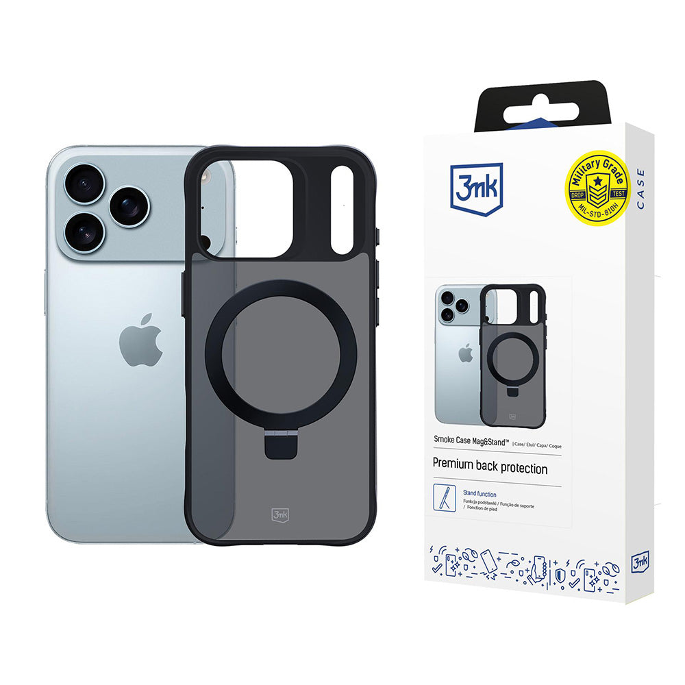 Etui na Apple iPhone 17 Pro Max, 3MK, Smoke MagStand, Czarne