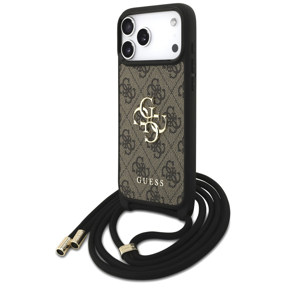Etui na Apple iPhone 17 Pro Max, Guess, 4G CBDY Big Logo with Cord Strap, Brązowy