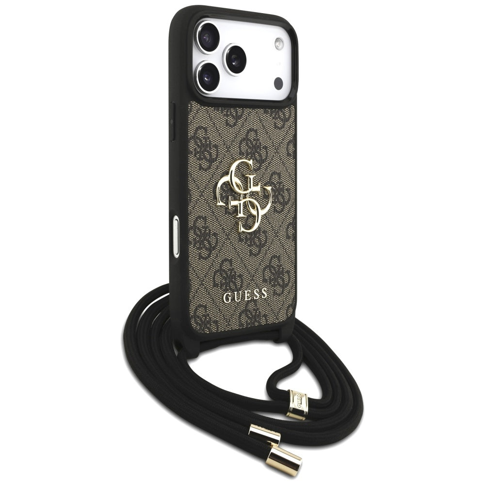Etui na Apple iPhone 17 Pro Max, Guess, 4G CBDY Big Logo with Cord Strap, Brązowy
