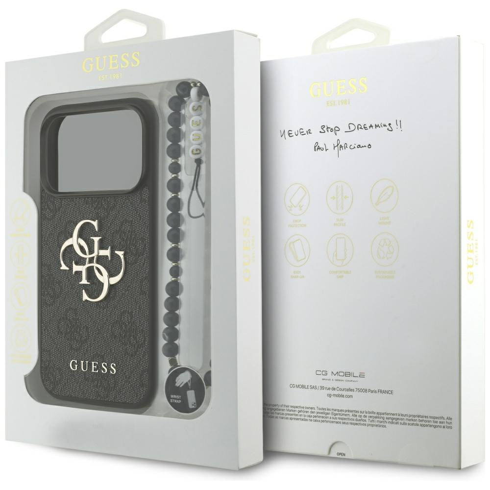 Etui na Apple iPhone 17 Pro Max, Guess, 4G Classic Logo with Strap, Czarne