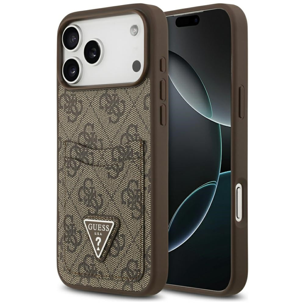 Etui na Apple iPhone 17 Pro Max, Guess, 4G Double Card Triangle, Brązowy