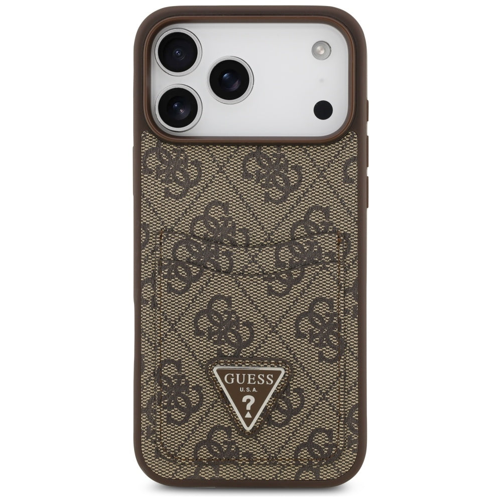 Etui na Apple iPhone 17 Pro Max, Guess, 4G Double Card Triangle, Brązowy