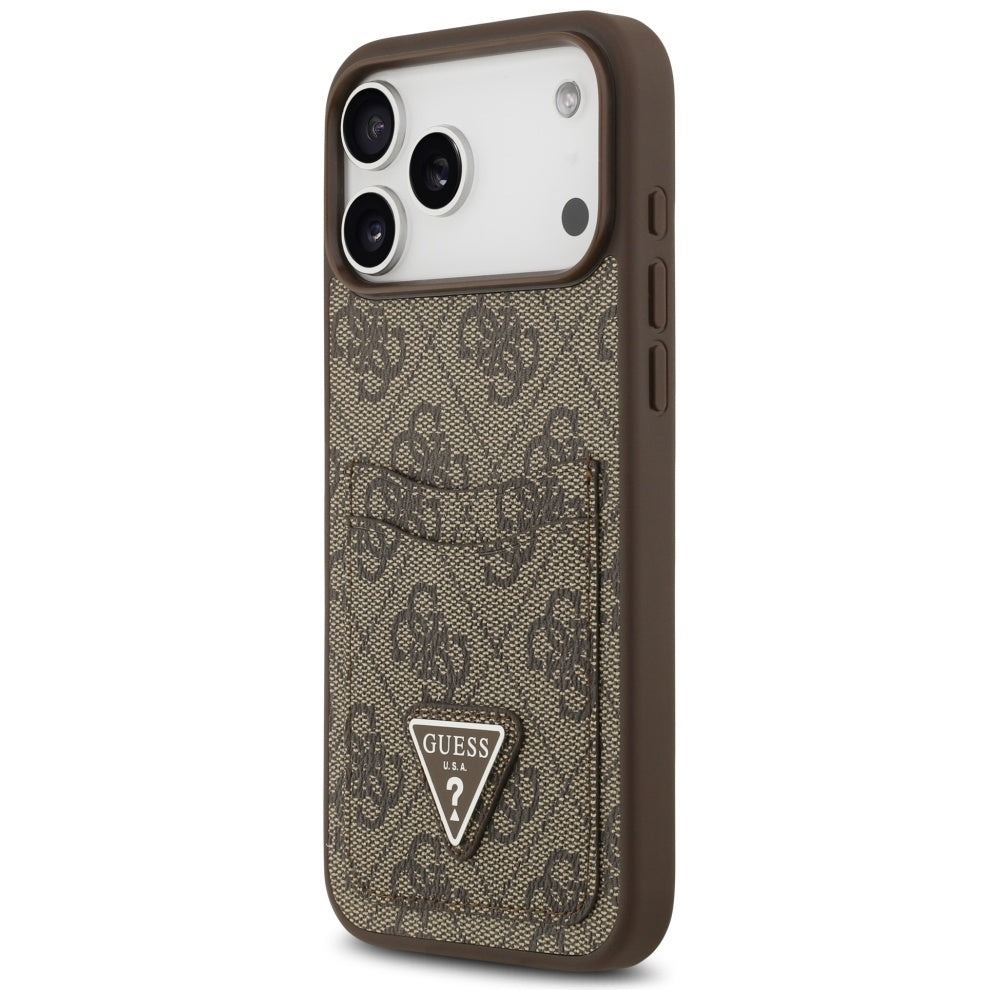 Etui na Apple iPhone 17 Pro Max, Guess, 4G Double Card Triangle, Brązowy