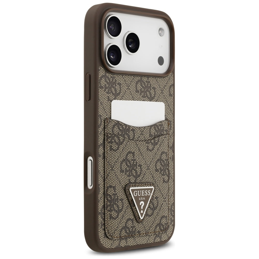 Etui na Apple iPhone 17 Pro Max, Guess, 4G Double Card Triangle, Brązowy