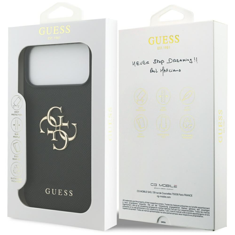 Etui na Apple iPhone 17 Pro Max, Guess, 4G Grained Big and Classic Logo, Czarne