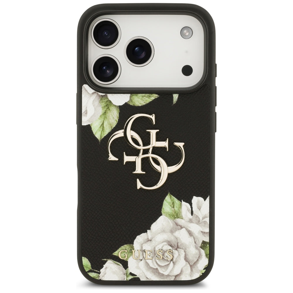 Etui na Apple iPhone 17 Pro Max, Guess, 4G Grained Roses Big Logo, Czarne