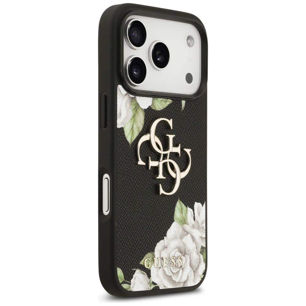 Etui na Apple iPhone 17 Pro Max, Guess, 4G Grained Roses Big Logo, Czarne