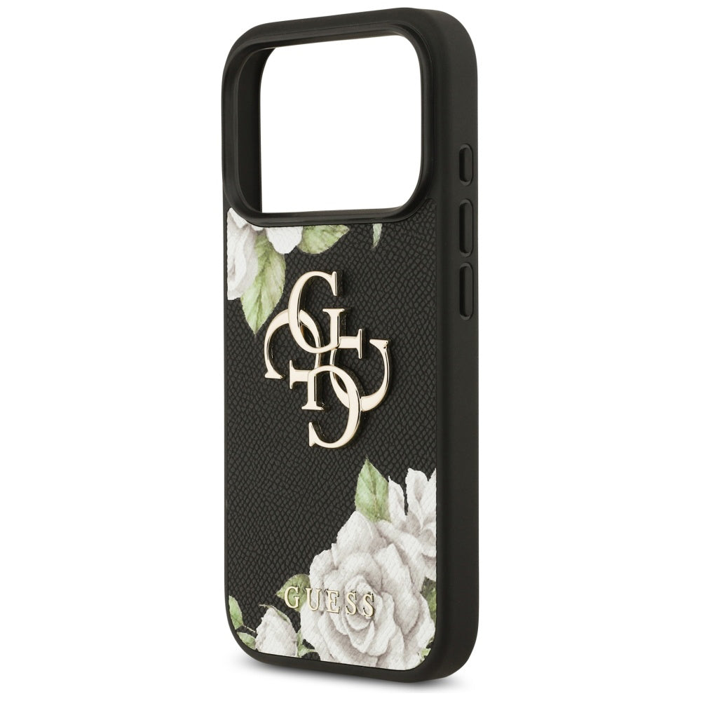 Etui na Apple iPhone 17 Pro Max, Guess, 4G Grained Roses Big Logo, Czarne
