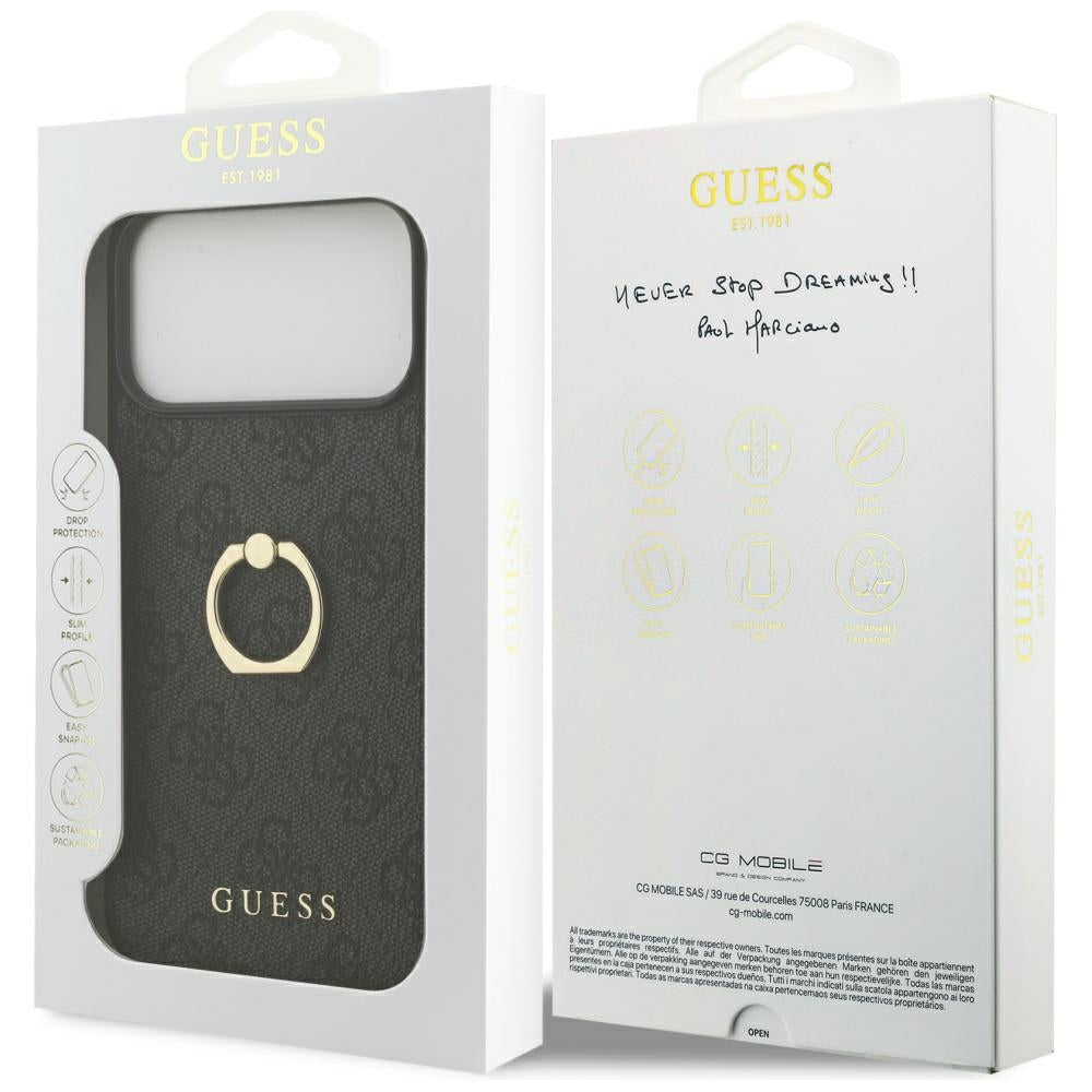Etui na Apple iPhone 17 Pro Max, Guess, 4G Ring Stand, Czarne