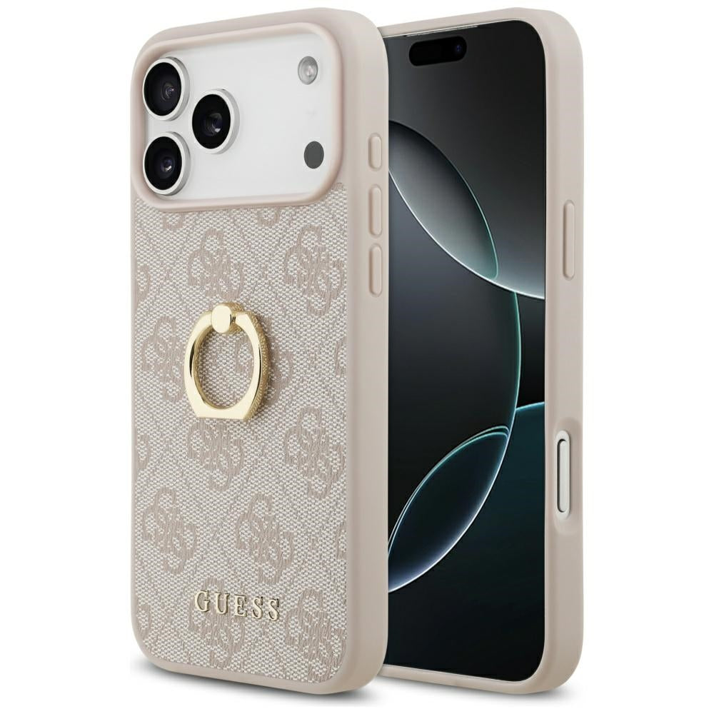 Etui na Apple iPhone 17 Pro Max, Guess, 4G Ring Stand, Różowy