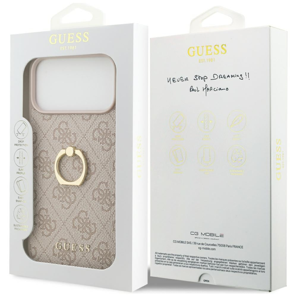 Etui na Apple iPhone 17 Pro Max, Guess, 4G Ring Stand, Różowy