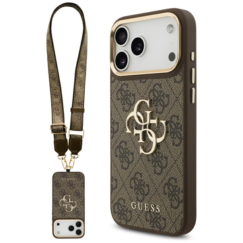 Etui na Apple iPhone 17 Pro Max, Guess, Big 4G Classic Logo with Big Strap, Brązowy