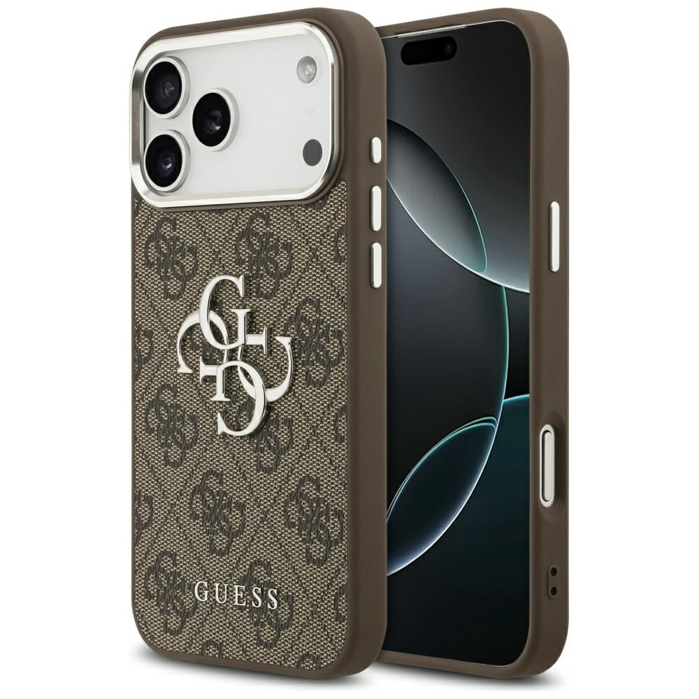Etui na Apple iPhone 17 Pro Max, Guess, Big 4G Logo Classic, Brązowo-Srebrne