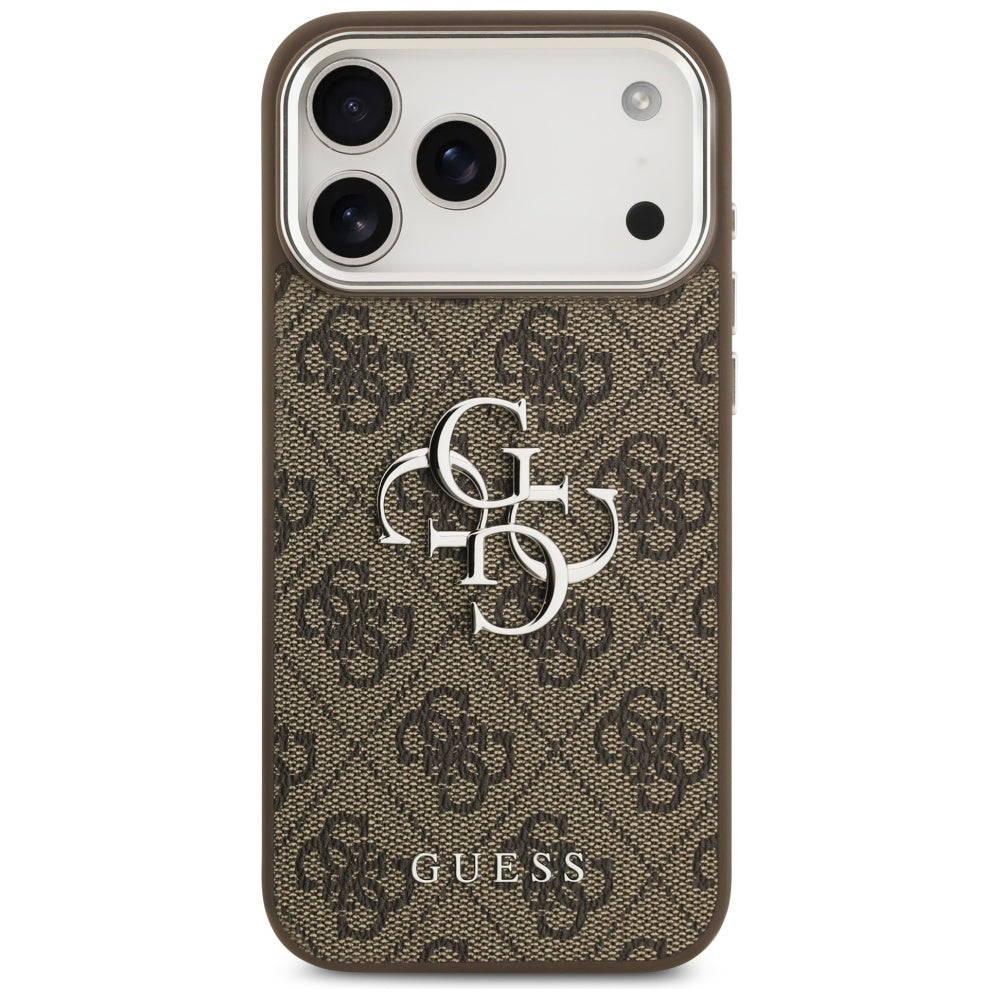 Etui na Apple iPhone 17 Pro Max, Guess, Big 4G Logo Classic, Brązowo-Srebrne
