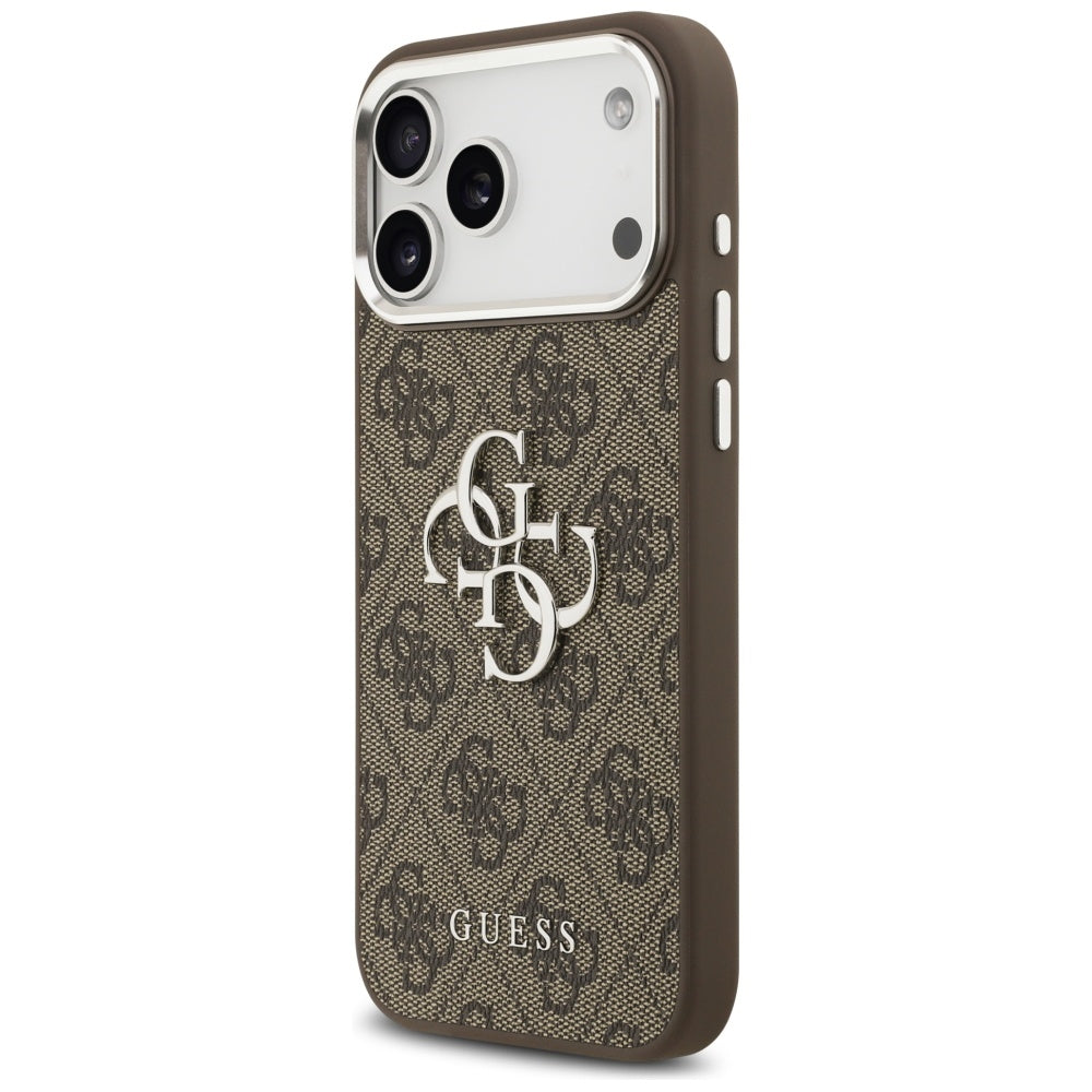 Etui na Apple iPhone 17 Pro Max, Guess, Big 4G Logo Classic, Brązowo-Srebrne