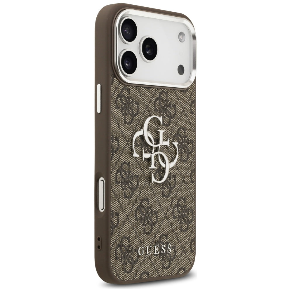 Etui na Apple iPhone 17 Pro Max, Guess, Big 4G Logo Classic, Brązowo-Srebrne