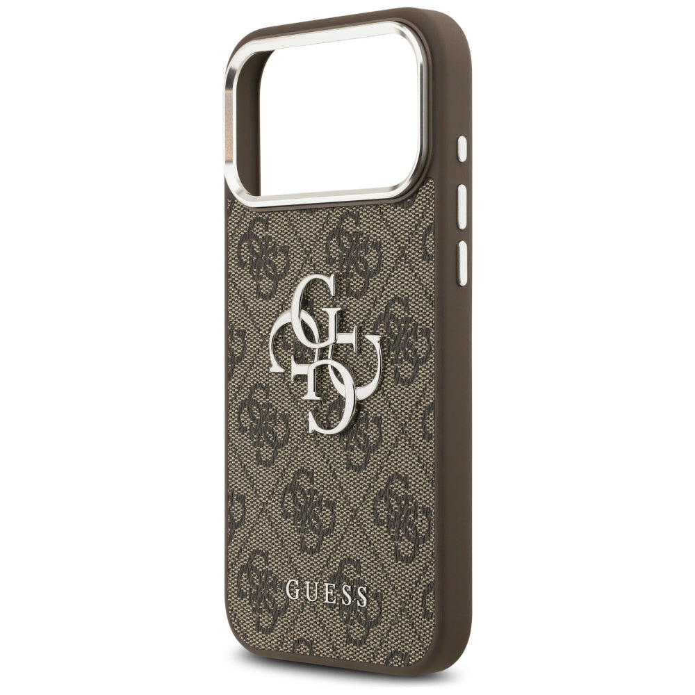 Etui na Apple iPhone 17 Pro Max, Guess, Big 4G Logo Classic, Brązowo-Srebrne