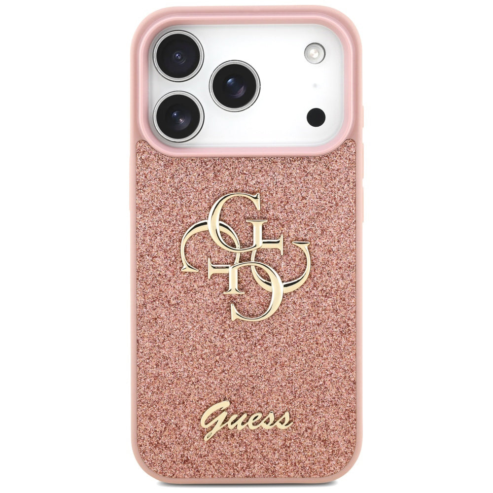 Etui na Apple iPhone 17 Pro Max, Guess, Fixed Glitter Big 4G, Różowy