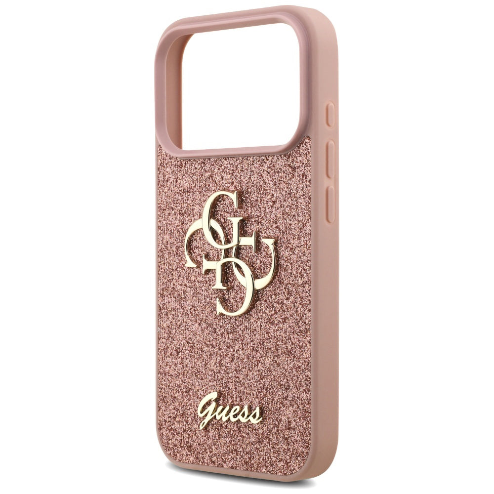 Etui na Apple iPhone 17 Pro Max, Guess, Fixed Glitter Big 4G, Różowy