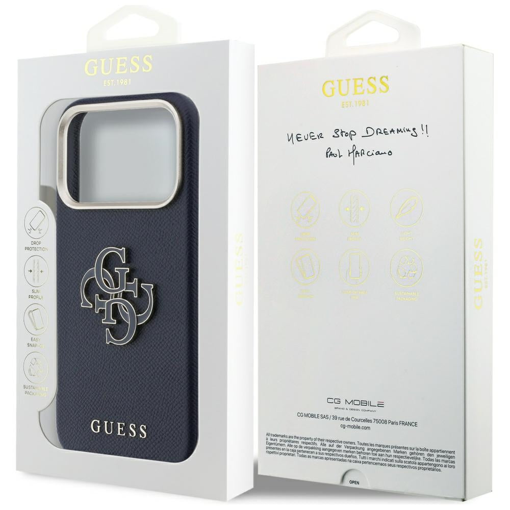 Etui na Apple iPhone 17 Pro Max, Guess, Resin Logo, Niebieskie