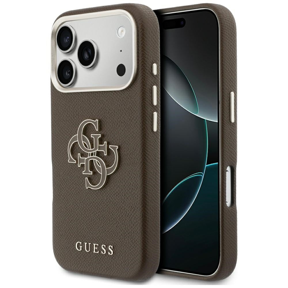 Etui na Apple iPhone 17 Pro Max, Guess, Resin Logo, Brązowy