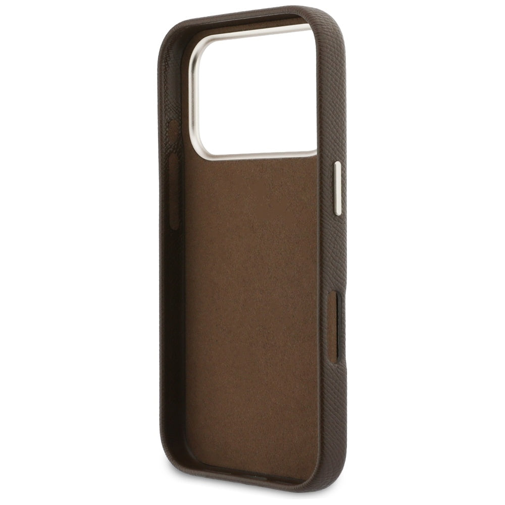 Etui na Apple iPhone 17 Pro Max, Guess, Resin Logo, Brązowy