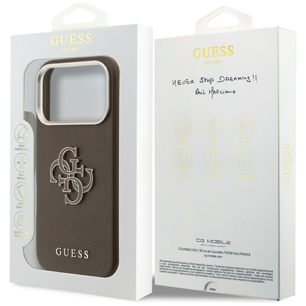 Etui na Apple iPhone 17 Pro Max, Guess, Resin Logo, Brązowy