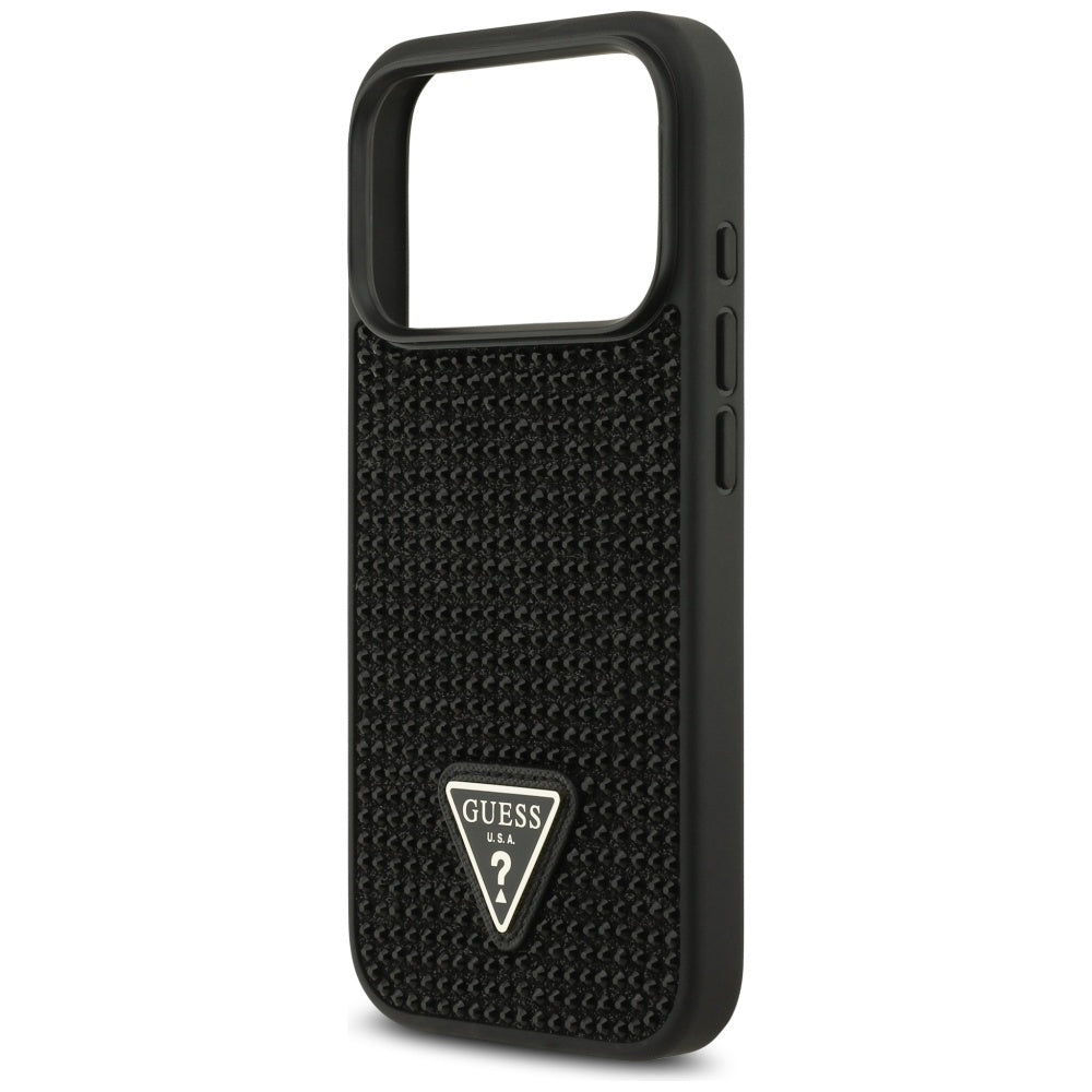 Etui na Apple iPhone 17 Pro Max, Guess, Rhinestone Triangle Logo, Czarne