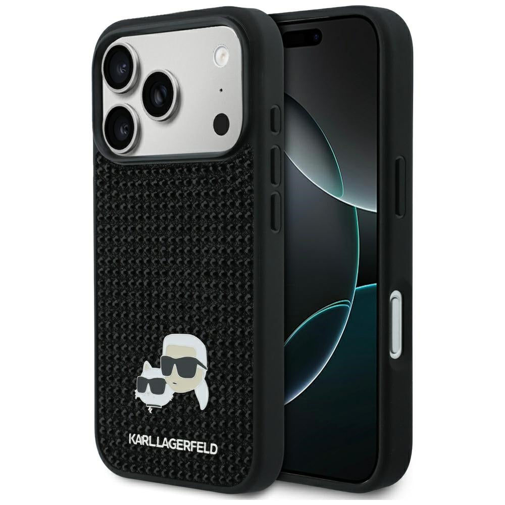 Etui na Apple iPhone 17 Pro Max, Karl Lagerfeld, Rhinestone Karl & Choupette Pins, Czarne