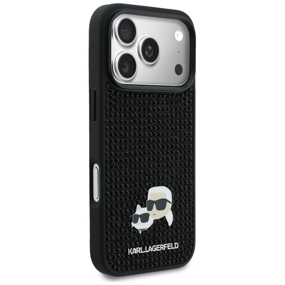 Etui na Apple iPhone 17 Pro Max, Karl Lagerfeld, Rhinestone Karl & Choupette Pins, Czarne