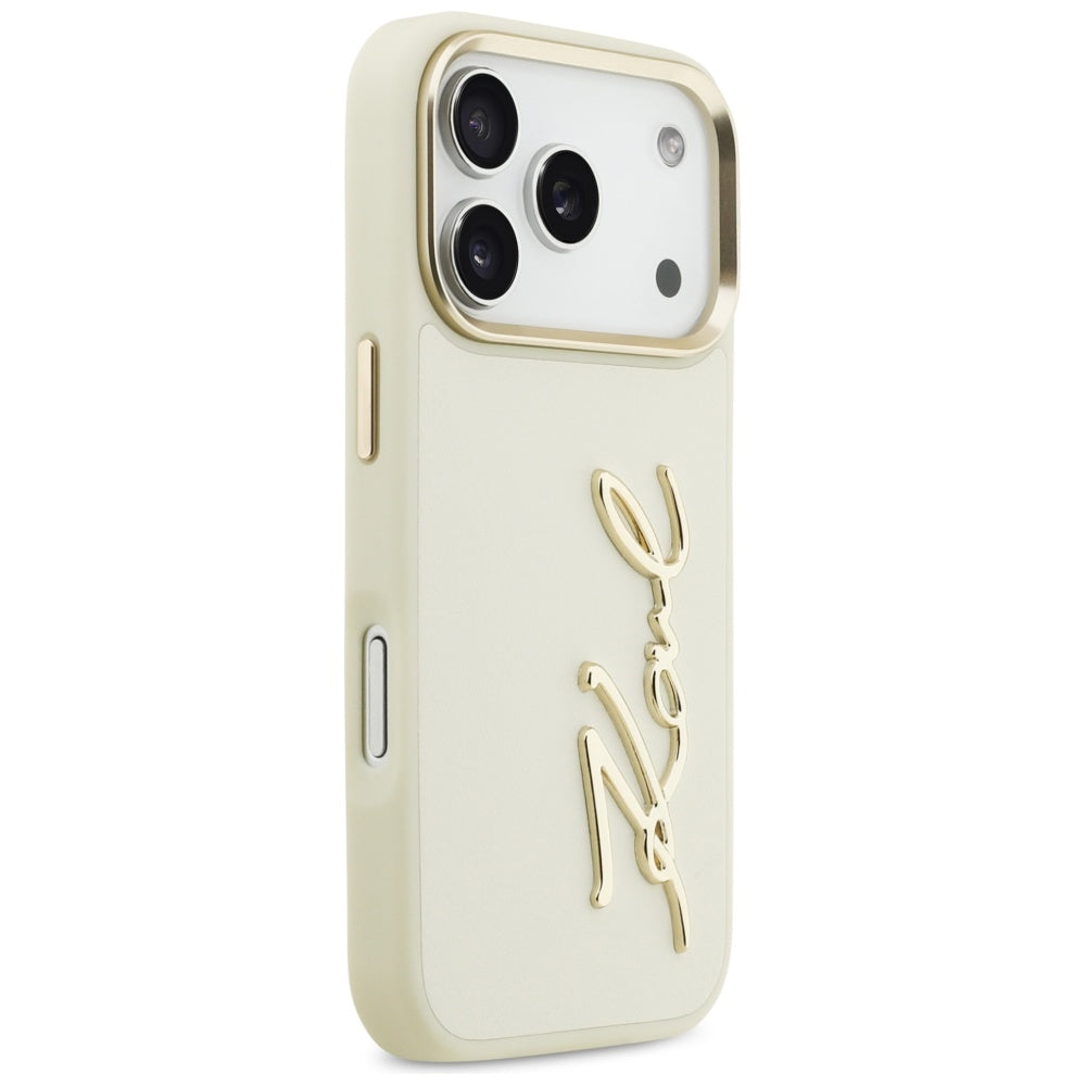 Etui na Apple iPhone 17 Pro Max, Karl Lagerfeld, Script Logo, Beżowy