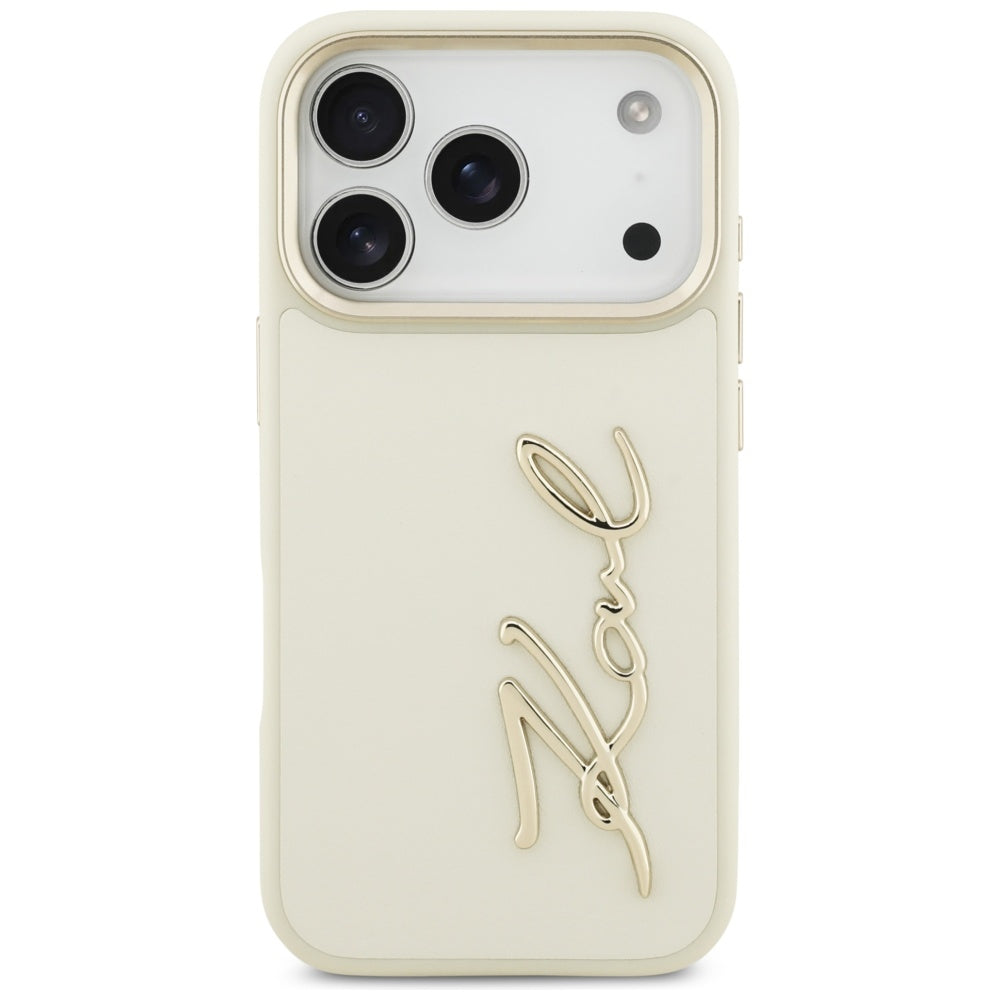 Etui na Apple iPhone 17 Pro Max, Karl Lagerfeld, Script Logo, Beżowy