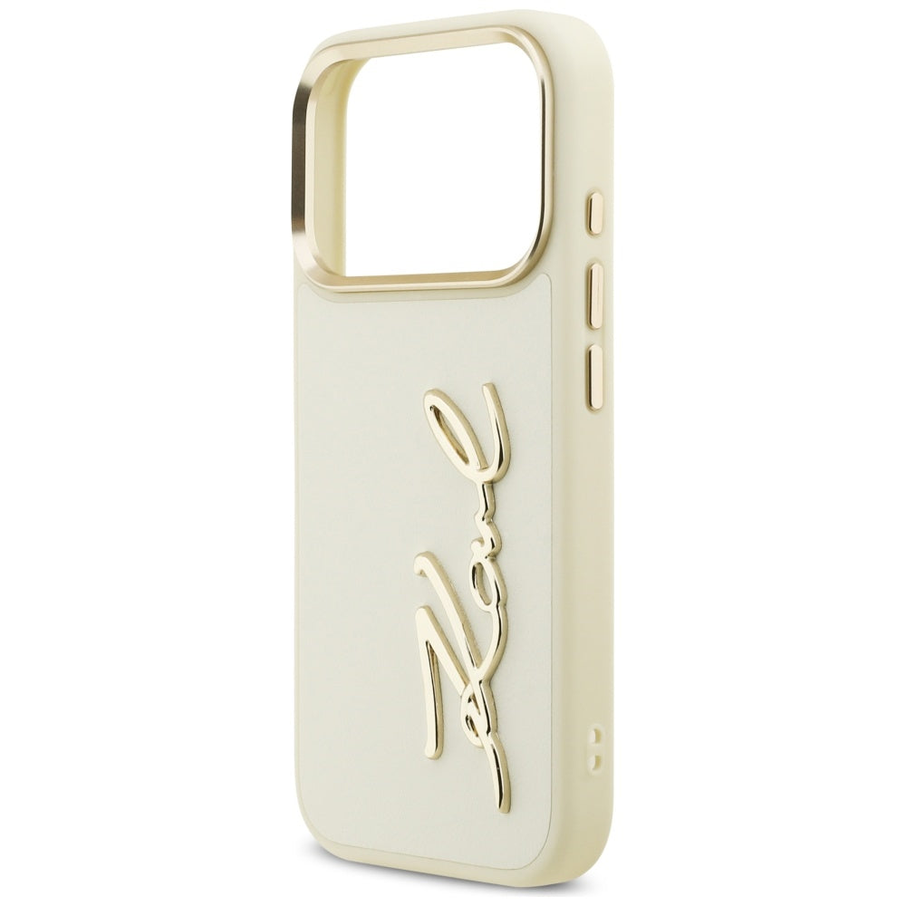 Etui na Apple iPhone 17 Pro Max, Karl Lagerfeld, Script Logo, Beżowy