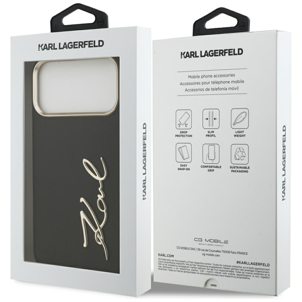 Etui na Apple iPhone 17 Pro Max, Karl Lagerfeld, Script Logo, Czarne