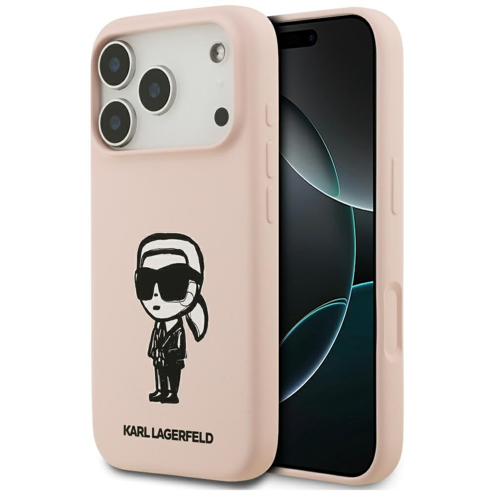 Etui na Apple iPhone 17 Pro Max, Karl Lagerfeld, Sketch and Logo Karl, Różowe