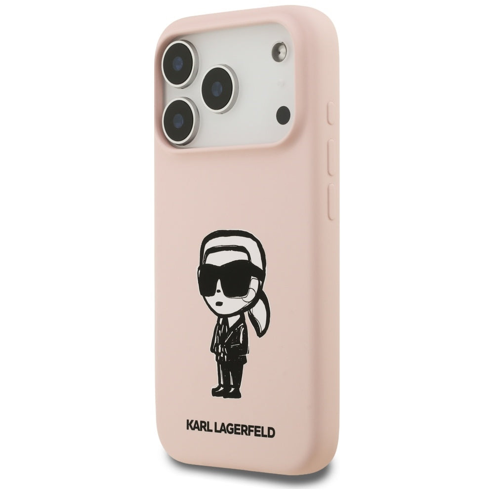 Etui na Apple iPhone 17 Pro Max, Karl Lagerfeld, Sketch and Logo Karl, Różowe