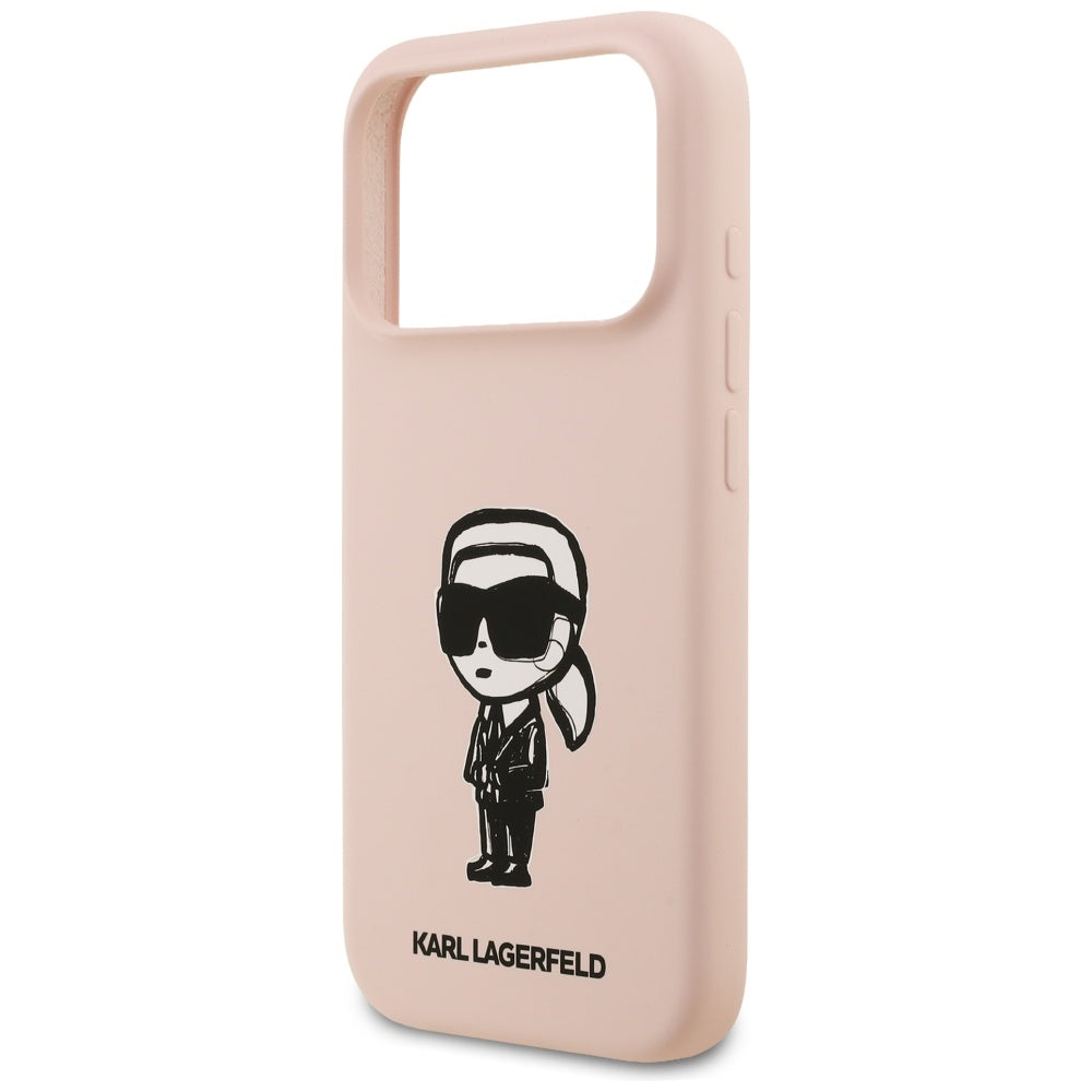 Etui na Apple iPhone 17 Pro Max, Karl Lagerfeld, Sketch and Logo Karl, Różowe