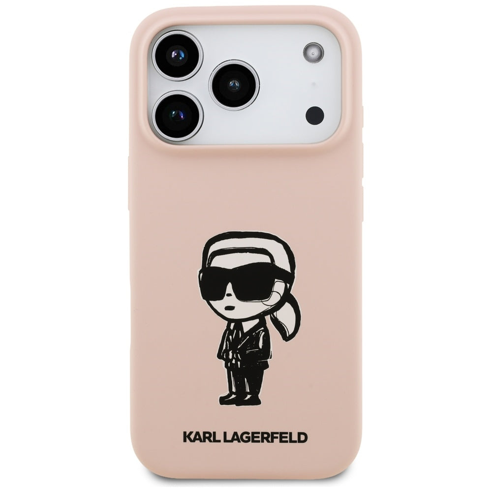 Etui na Apple iPhone 17 Pro Max, Karl Lagerfeld, Sketch and Logo Karl, Różowe