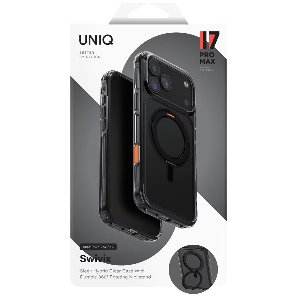 Etui na Apple iPhone 17 Pro Max, UNIQ, Swivix, Czarne