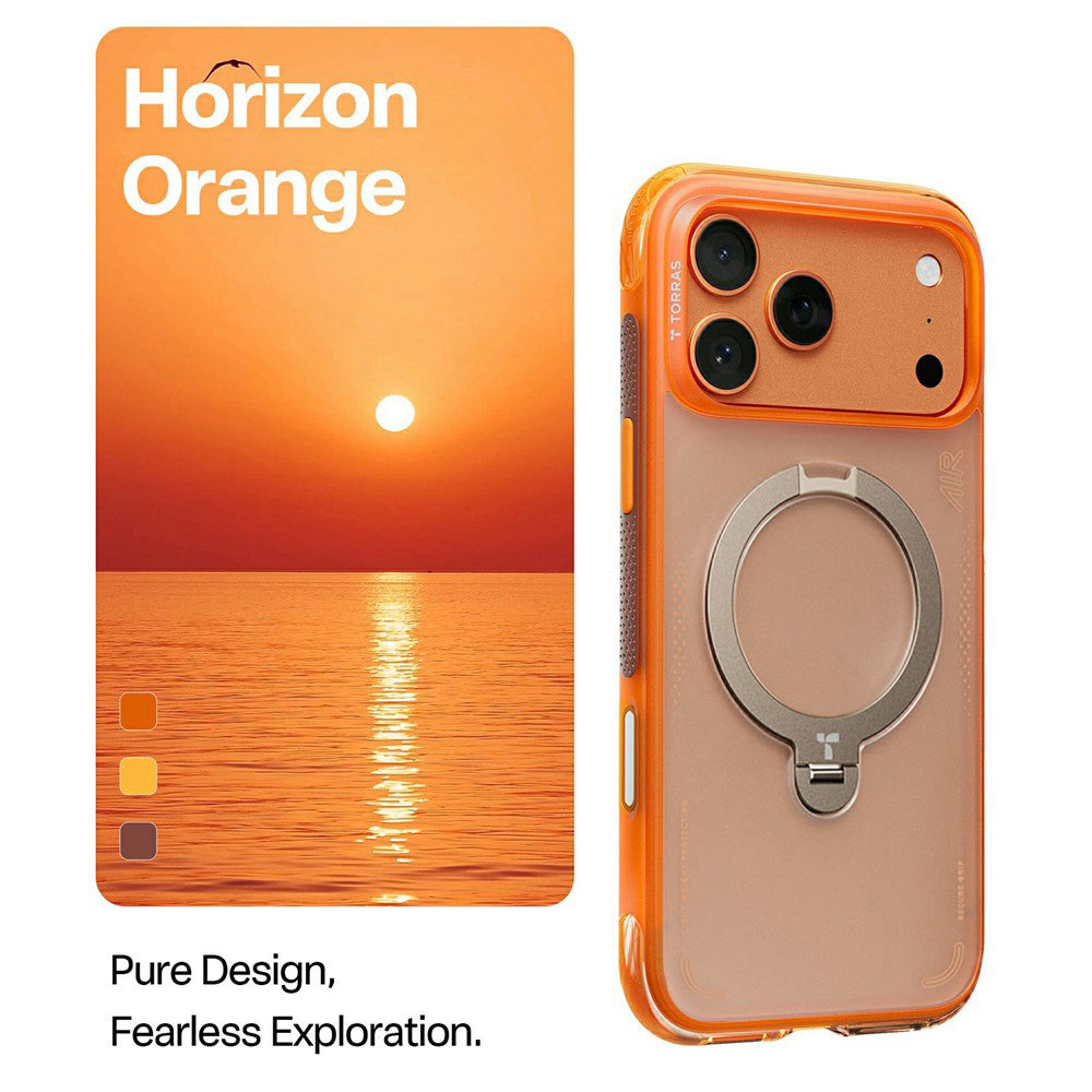 Etui MagSafe dla Apple iPhone 17 Pro, Torras, Ostand Spin Air, Pomarańczowe