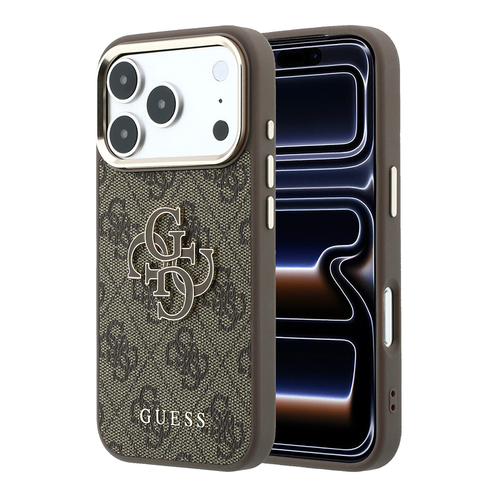 Etui na Apple iPhone 18 Pro / 17 Pro, Guess, 4G Big Resin Logo, Brązowe